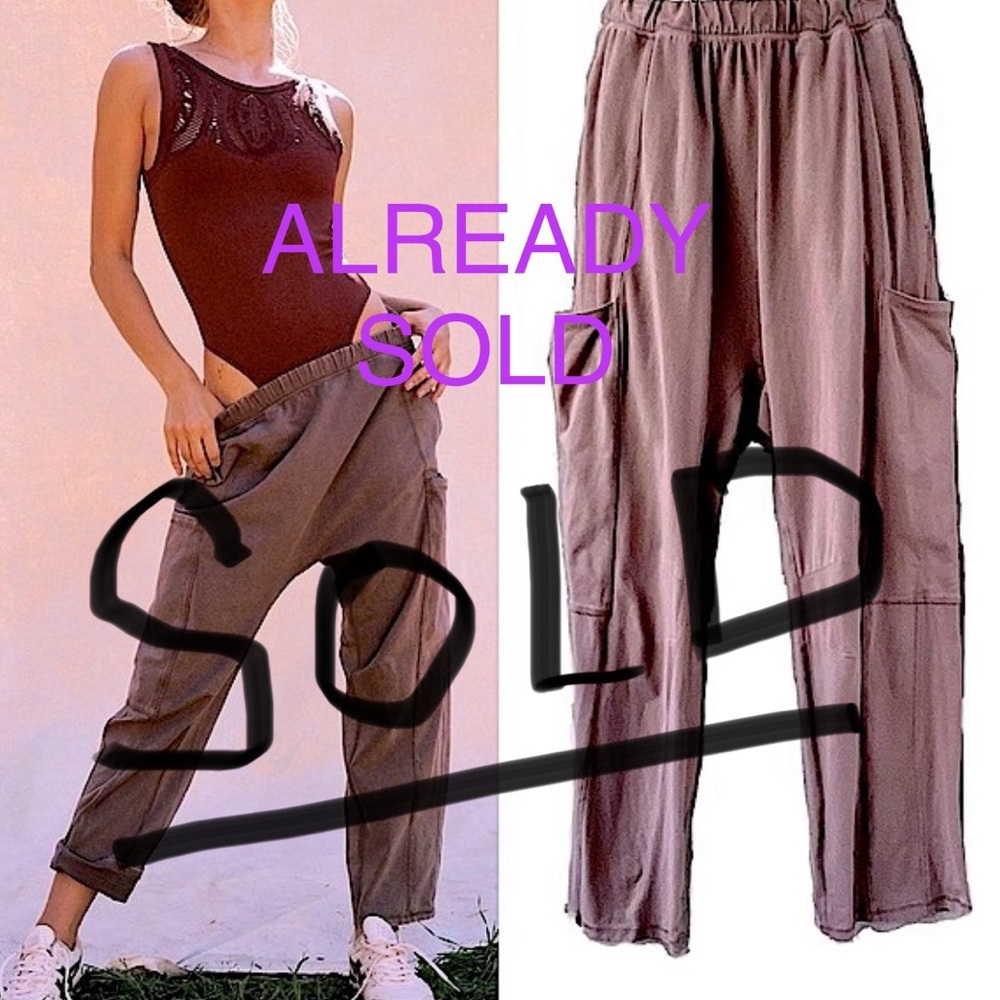 Free People FP Movement NWOT Hot Shot Charcoal Brown Harem Pants, XS